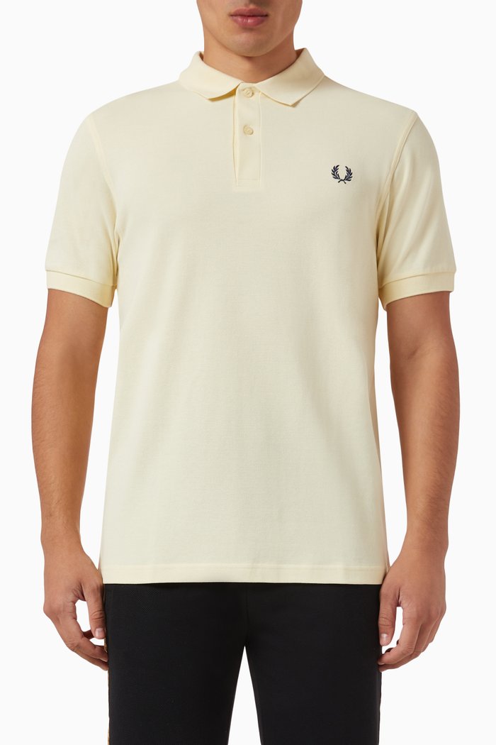 

Embroidered Logo Polo Shirt in Cotton Piqué, Yellow