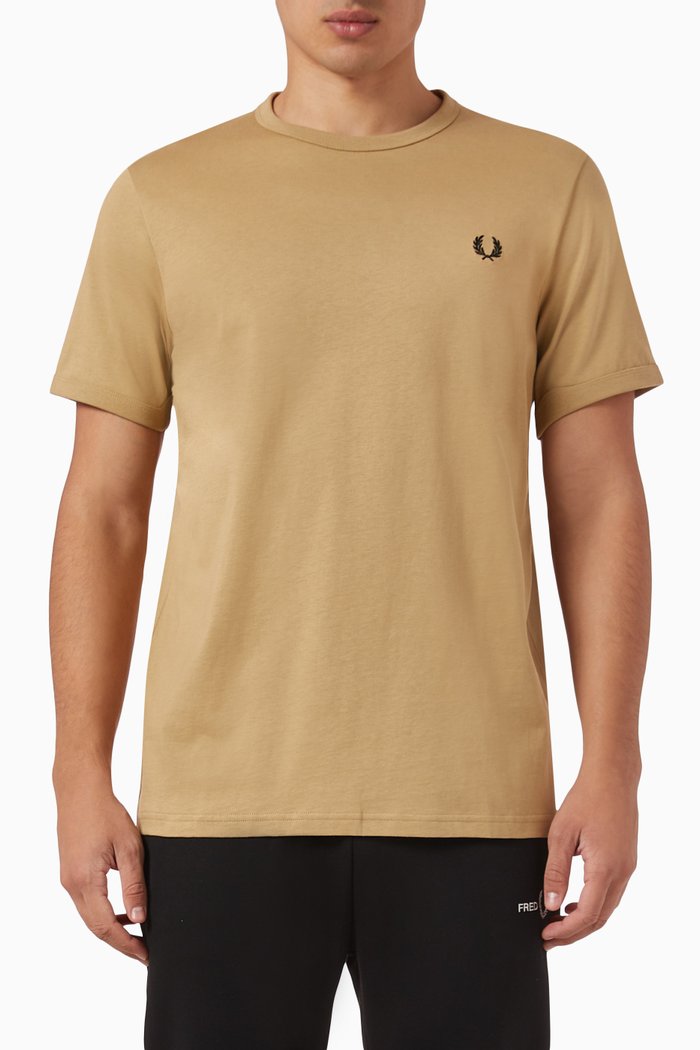 

Ringer Logo T-Shirt in Cotton, Brown