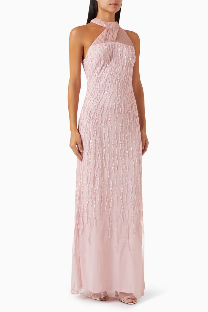 

Sequin-embellished Maxi Dress in Net, Pink