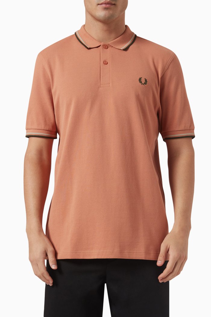 

Twin Tipped Polo Shirt in Cotton Piqué, Orange