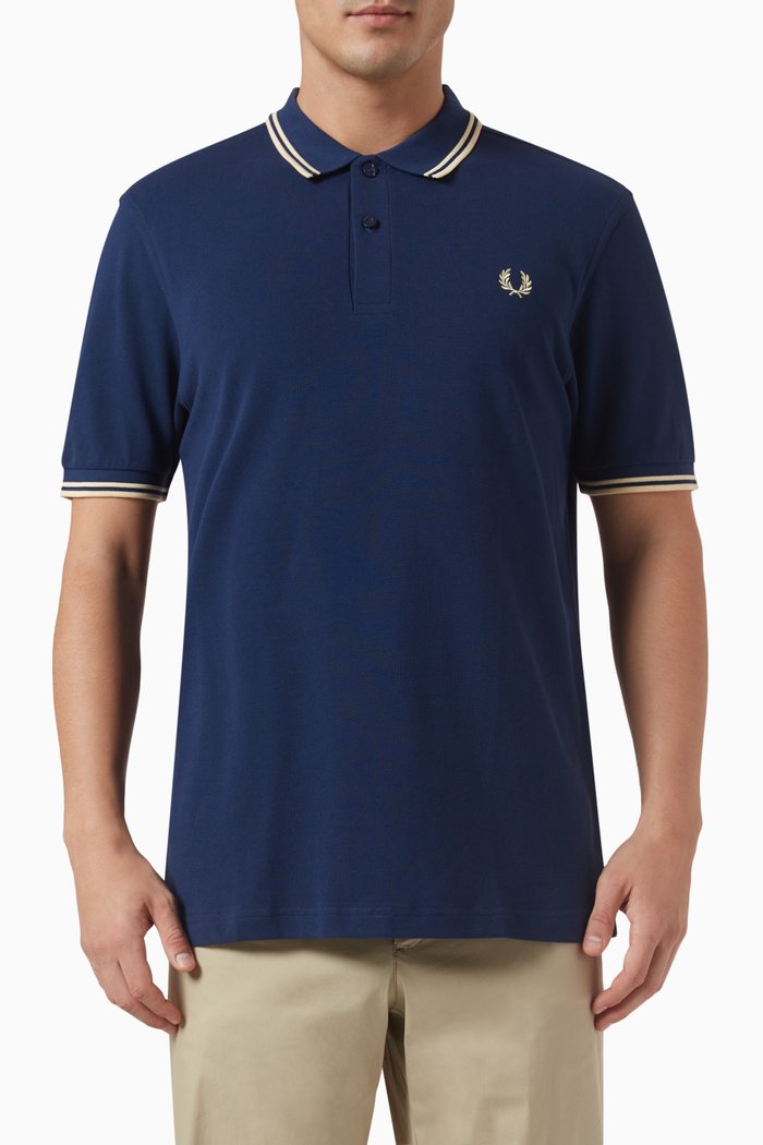 

Twin Tipped Polo Shirt in Cotton Piqué, Blue