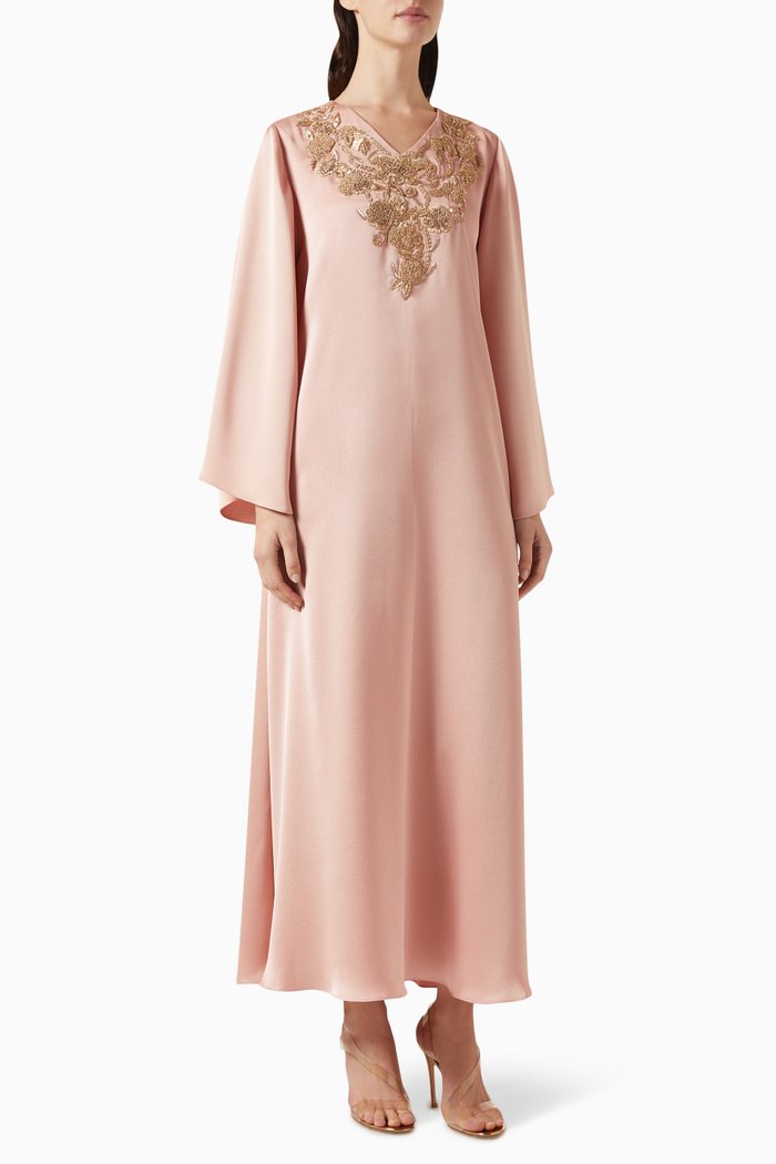 Zari-embroidered Kaftan, Pink