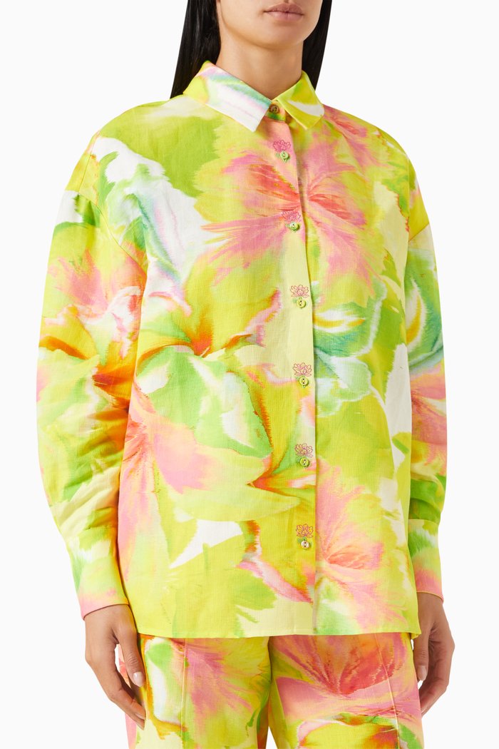 

Mina Oversized Shirt in Cotton, Yellow