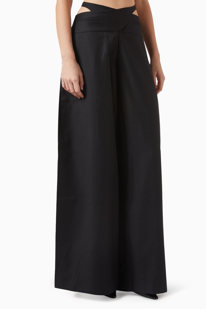 

Tourmaline Cross-waist Pants in Wool, Black