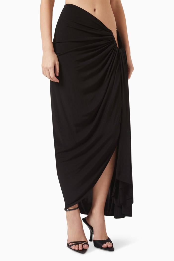 

Odessa Arced Drape Skirt in Viscose, Black