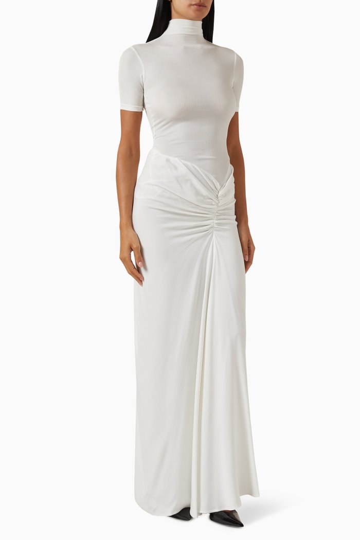 

Fusion Ruched T-shirt Gown, White