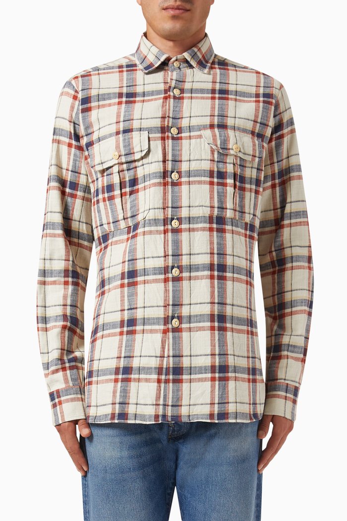

Checked Work Shirt in Slub Cotton, Multicolour