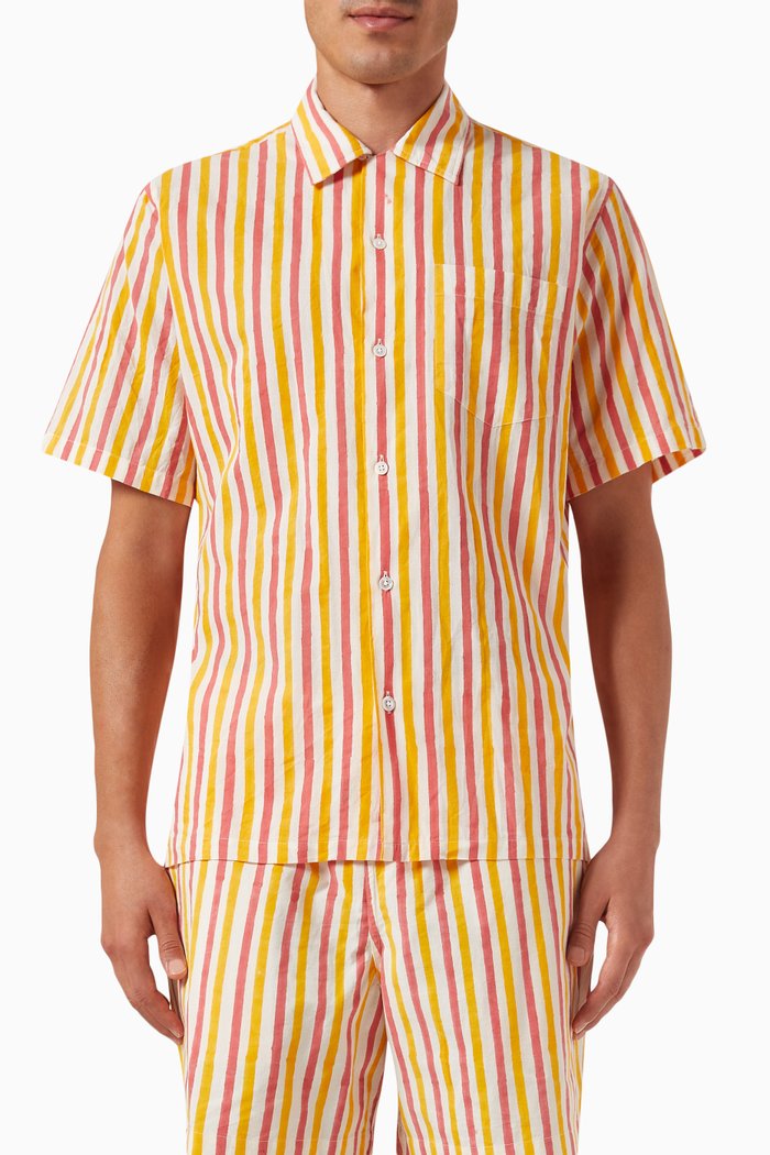 

Block Print Shirt in Cotton, Yellow