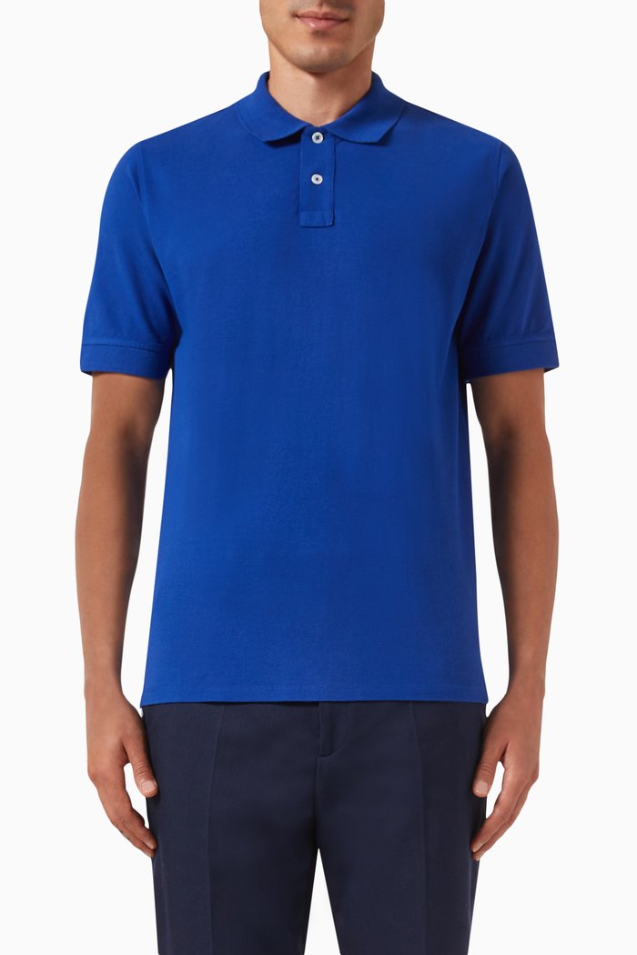 

Polo Shirt in Cotton Piqué, Blue