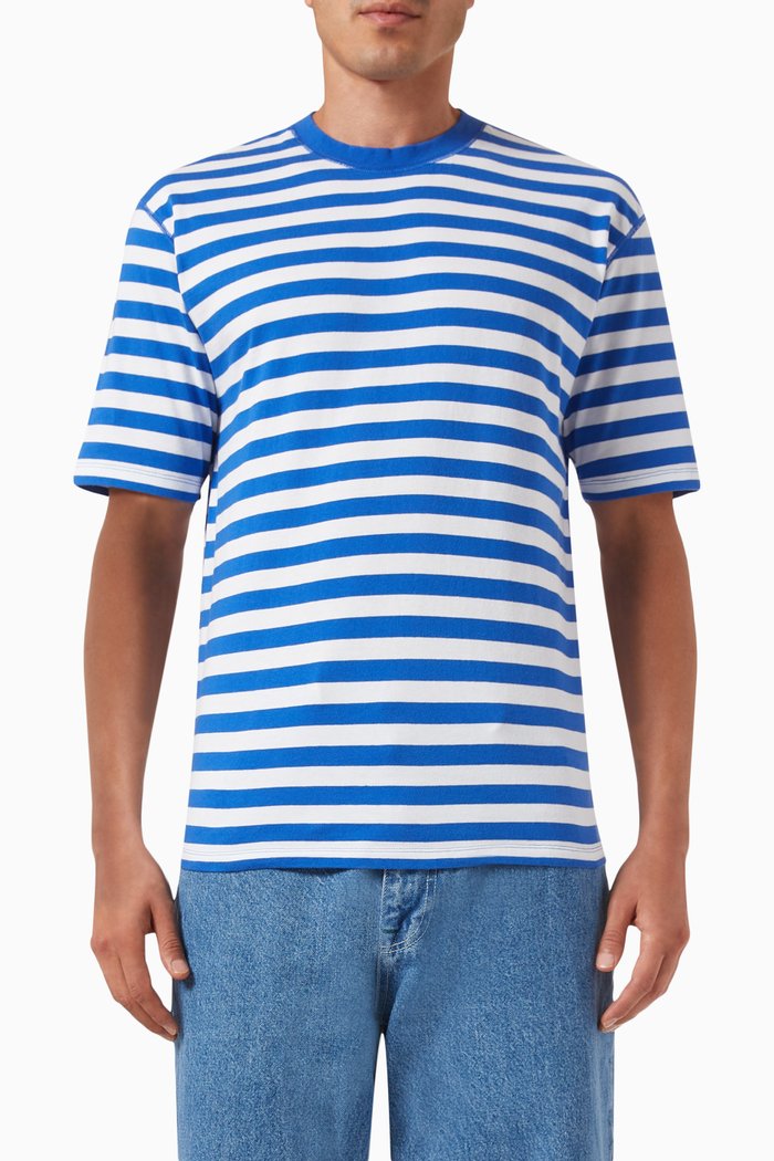 

Striped Hiking T-shirt in Cotton, Blue