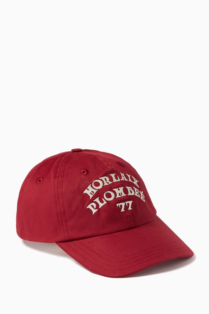 

Morlaix Plombeé Baseball Cap in Cotton Twill, Red
