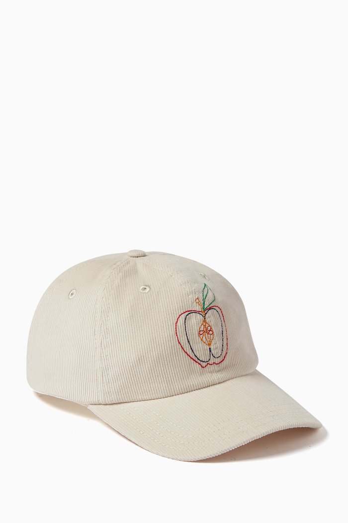 

Chainstitched Apple Baseball Cap in Corduroy, White