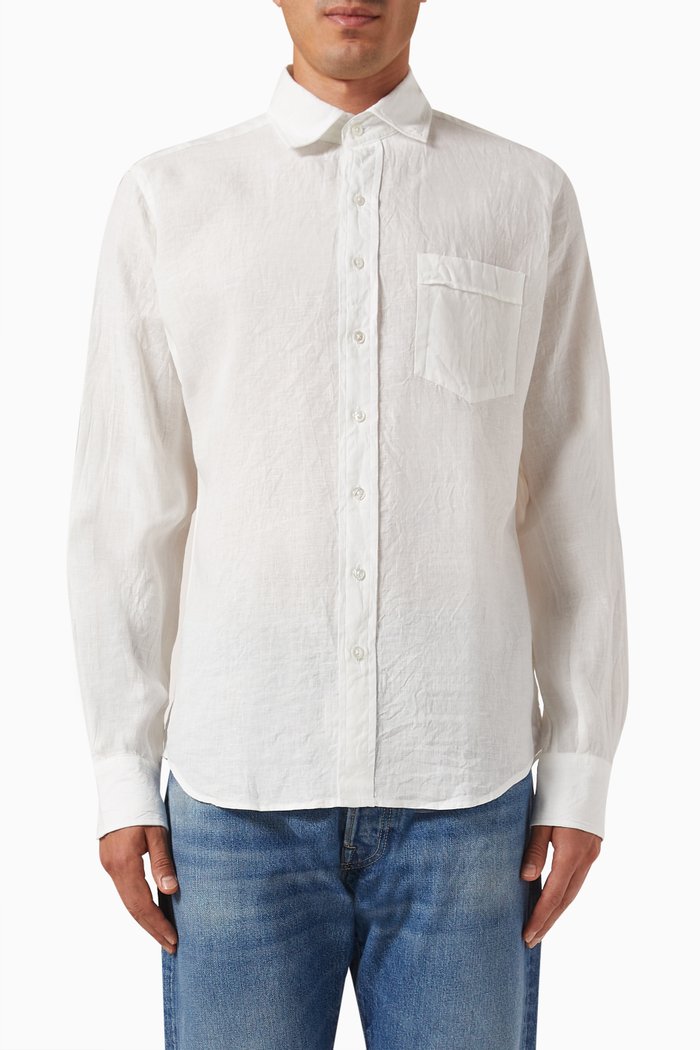 

Spread Collar Shirt in Linen, Neutral