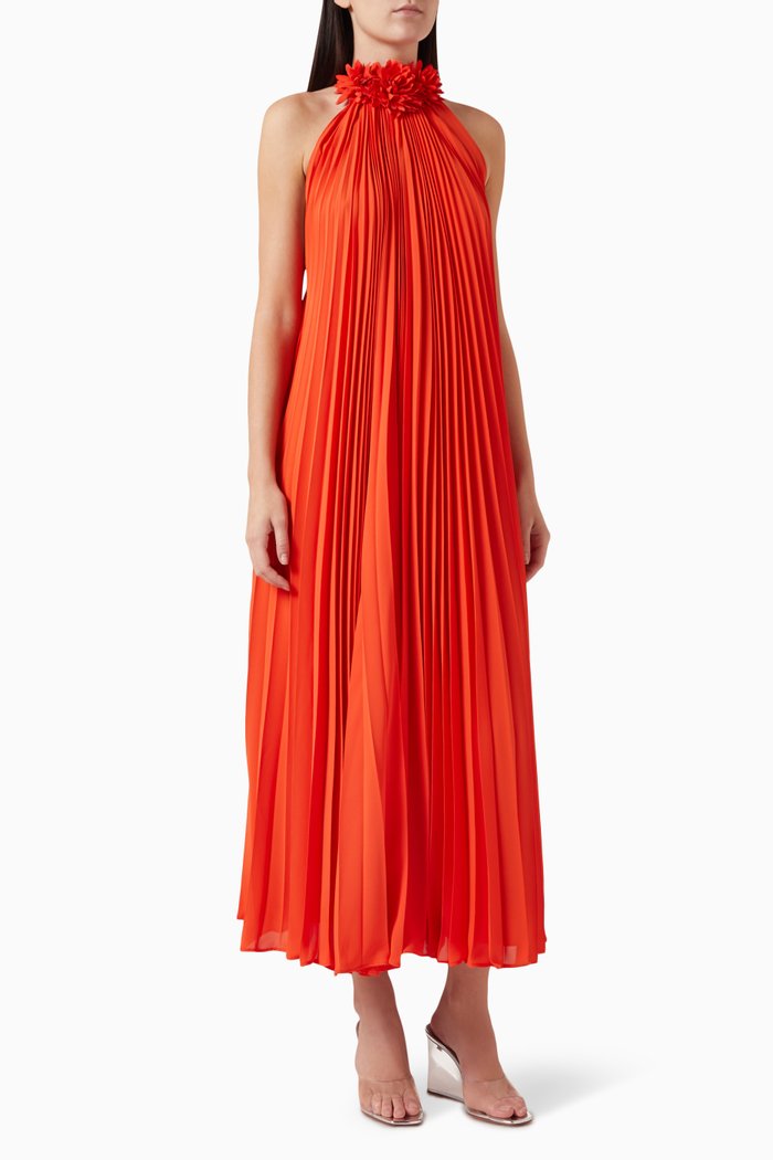 

Pleated Dress in Crêpe, Orange