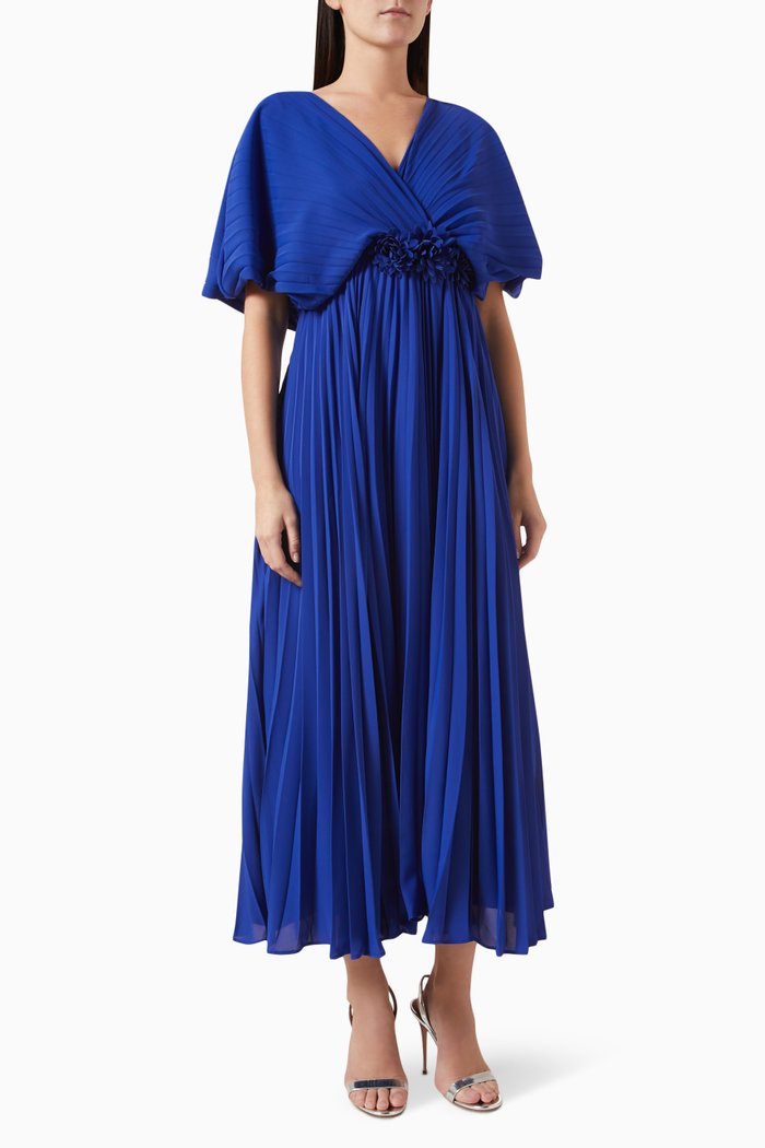 

Pleated Dress in Chiffon, Blue