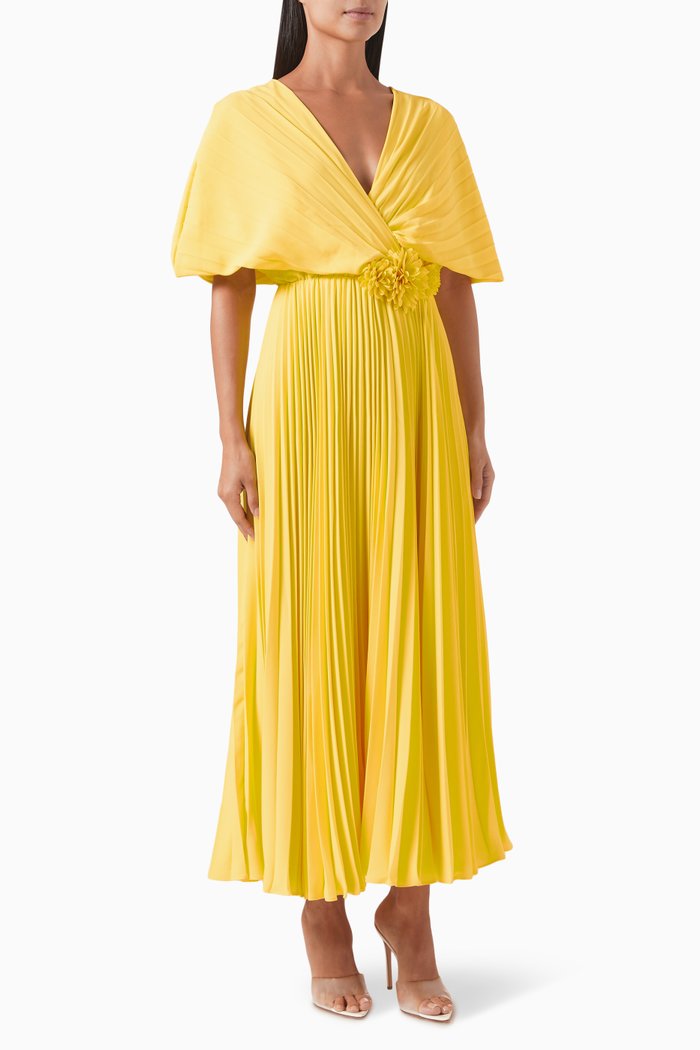 

Pleated Dress in Chiffon, Yellow