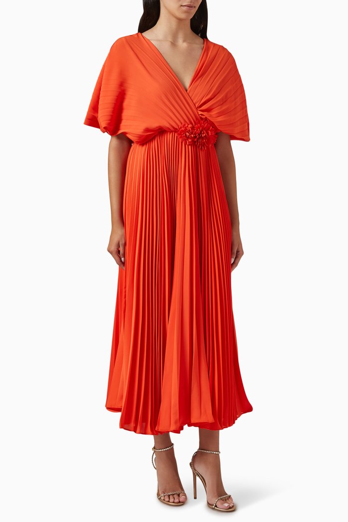 

Pleated Dress in Chiffon, Red