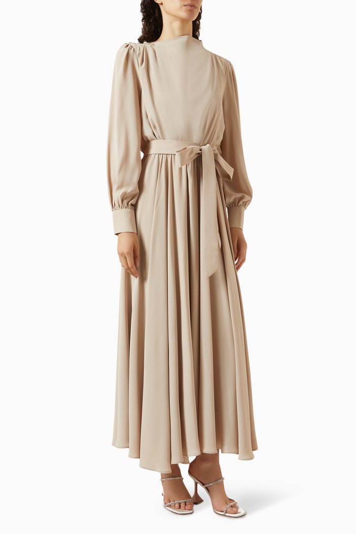 

Belted Dress in Chiffon, Neutral