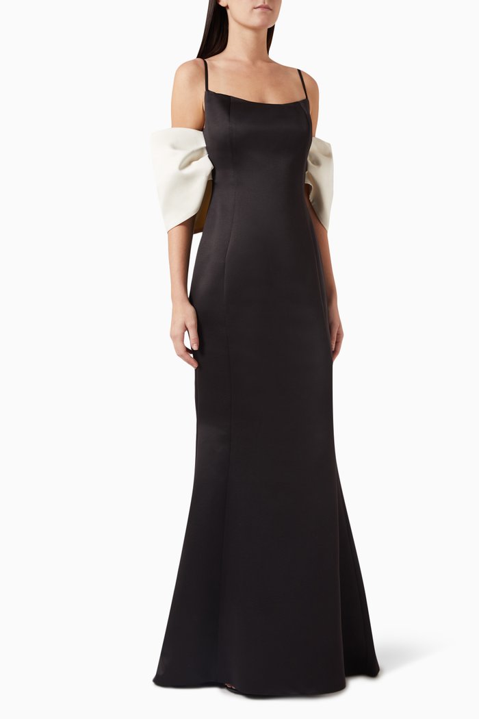 

Draped Maxi Dress in Satin-crêpe, Black