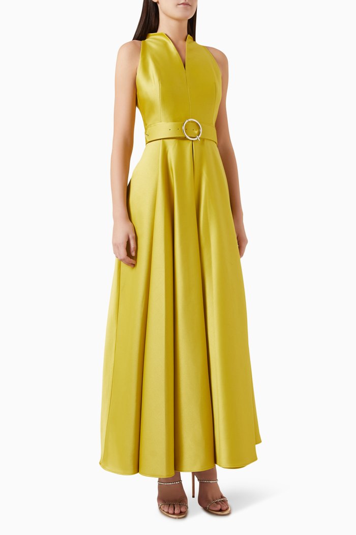 

Flared Dress in Satin-crêpe, Green