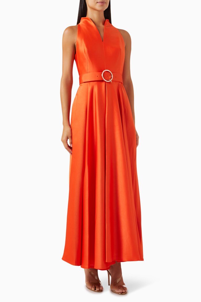 

Flared Dress in Satin-crêpe, Red