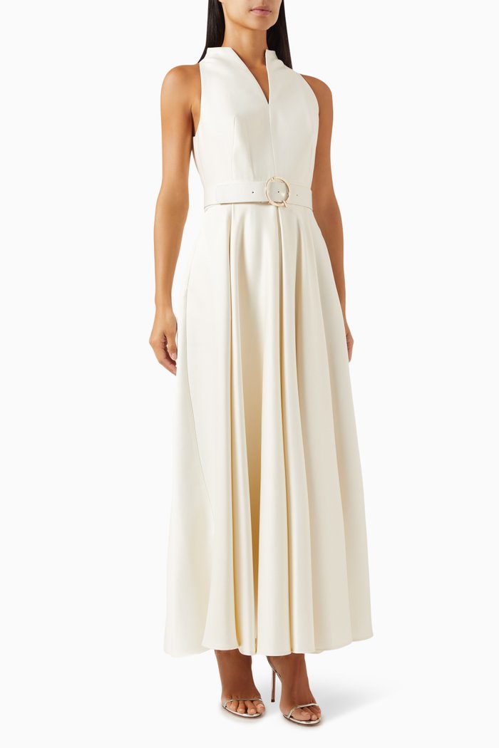 

Flared Dress in Satin-crêpe, White
