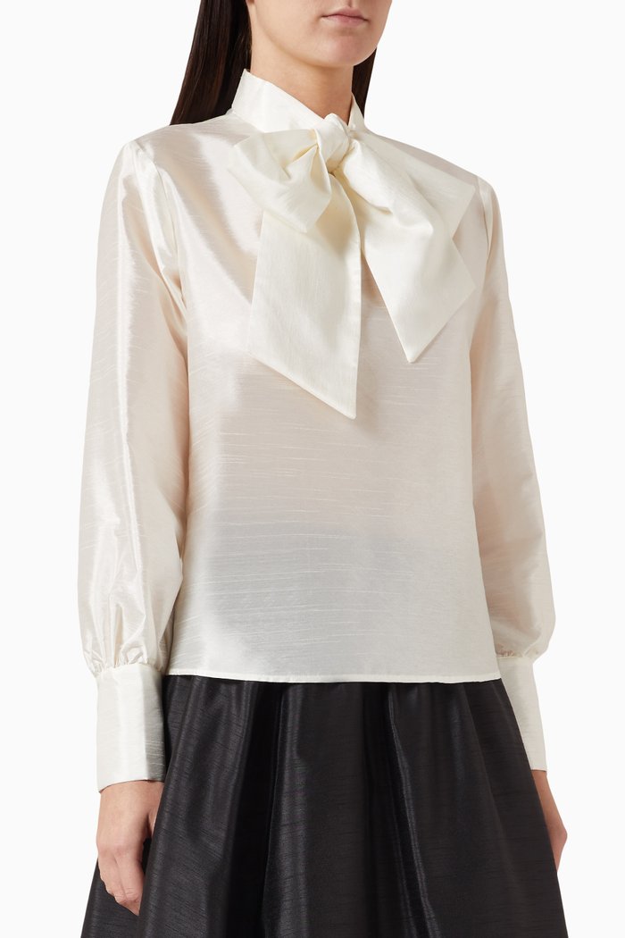

Pussy-bow Blouse in Satin-crêpe, Neutral