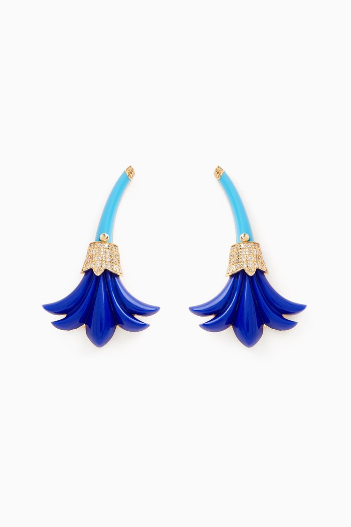 

Small Psychedeliah Diamond Earrings in 18kt Yellow Gold, Blue