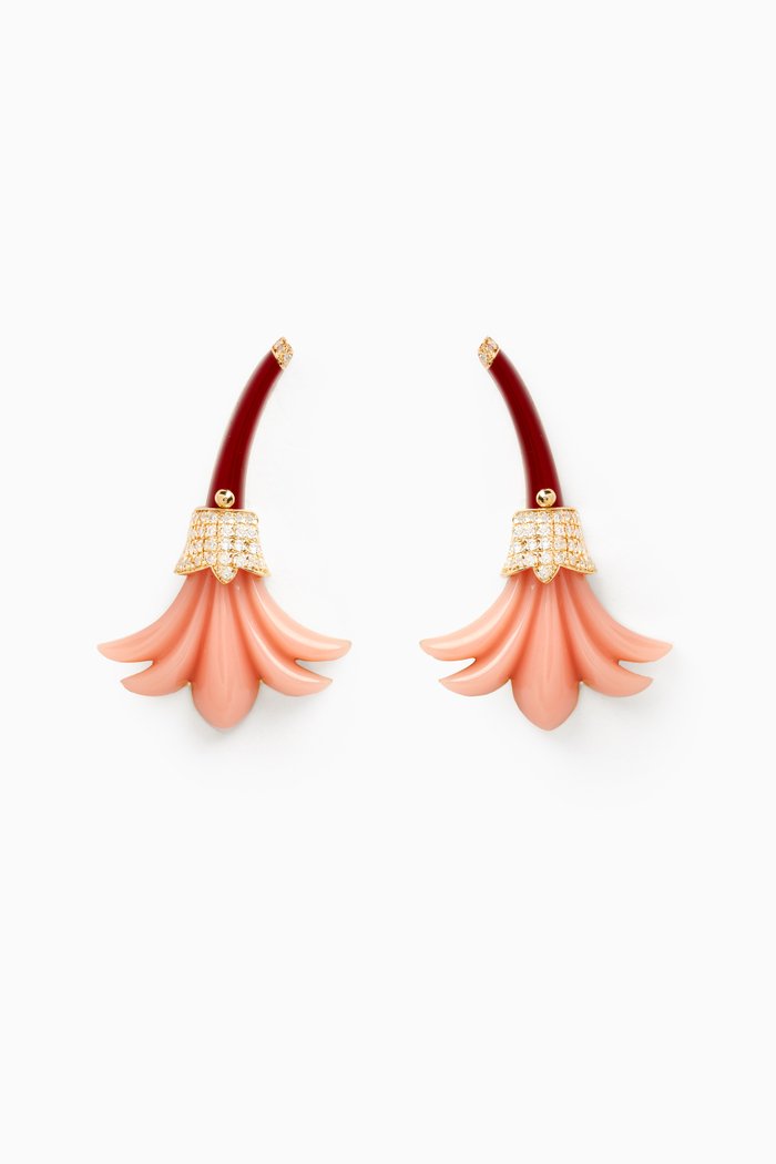 

Small Psychedeliah Diamond Earrings in 18kt Yellow Gold, Pink