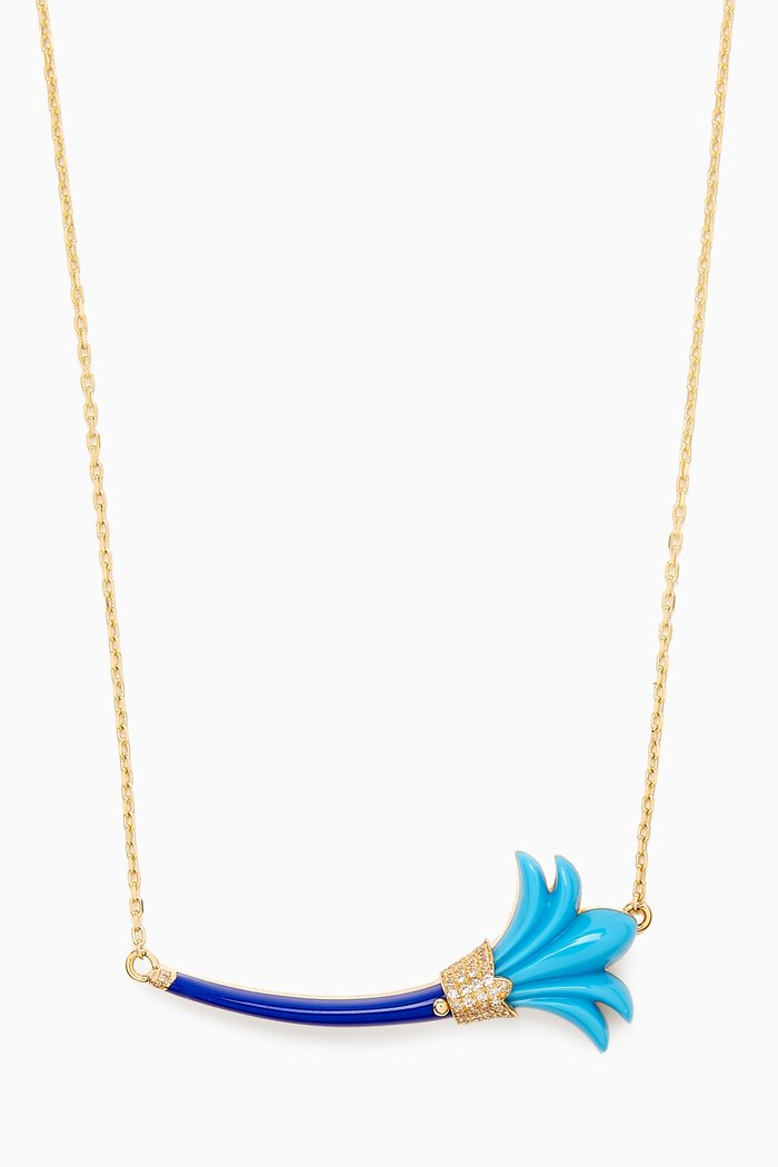 Psychedeliah Diamond Necklace in 18kt Yellow Gold, Blue