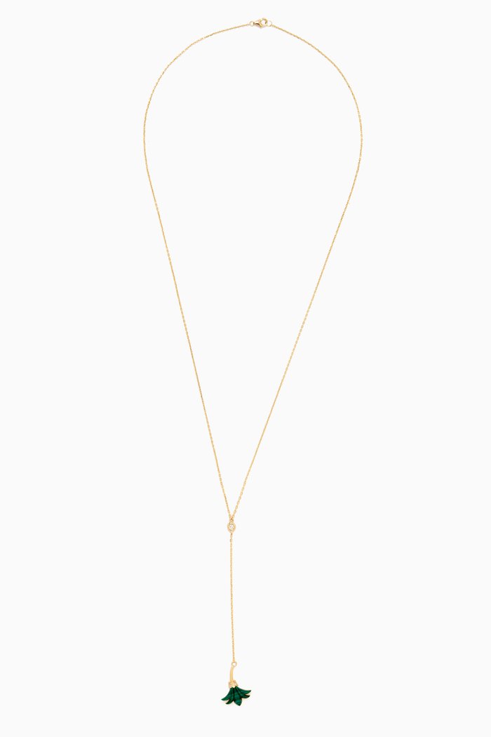 Psychedeliah Long Diamond Necklace in 18kt Yellow Gold, Green