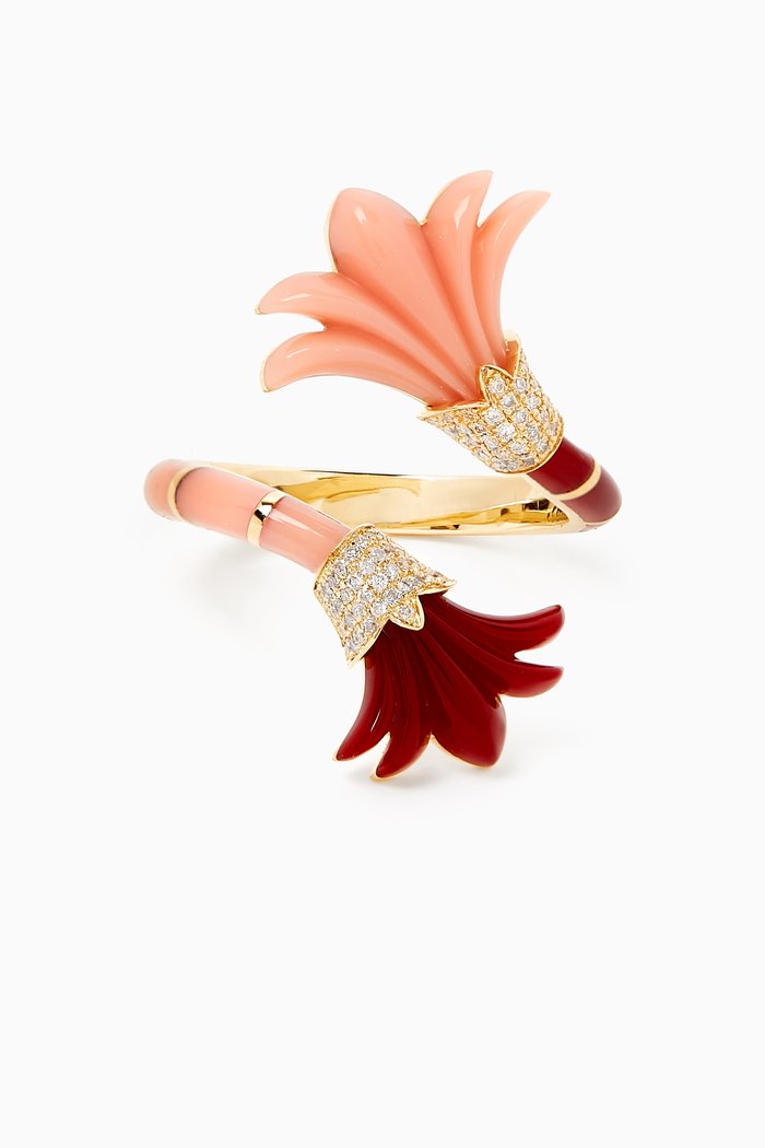 

Big Psychedeliah Vine Diamond Ring in 18kt Yellow Gold, Pink