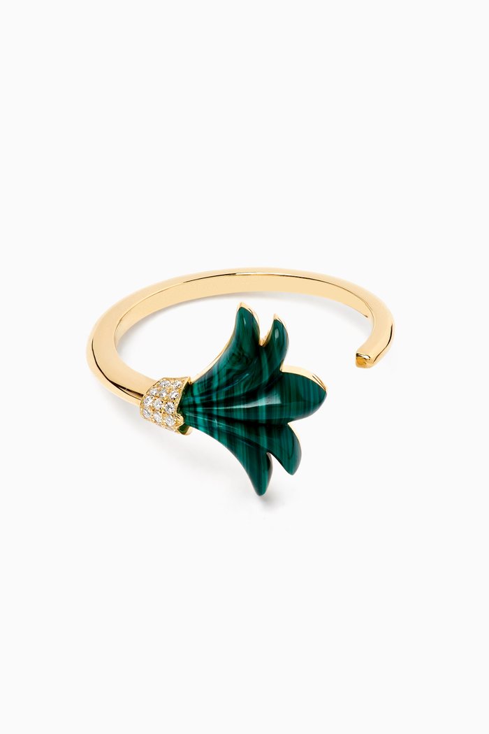 

Small Psychedeliah Vine Diamond Ring in 18kt Yellow Gold, Green