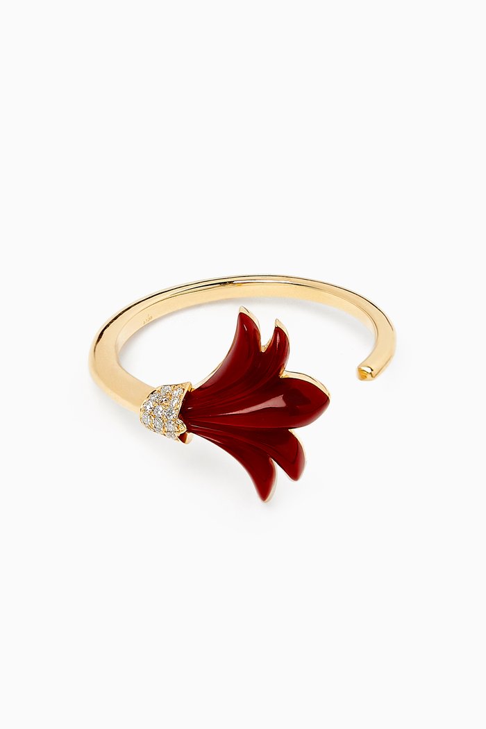 

Small Psychedeliah Vine Diamond Ring in 18kt Yellow Gold, Red