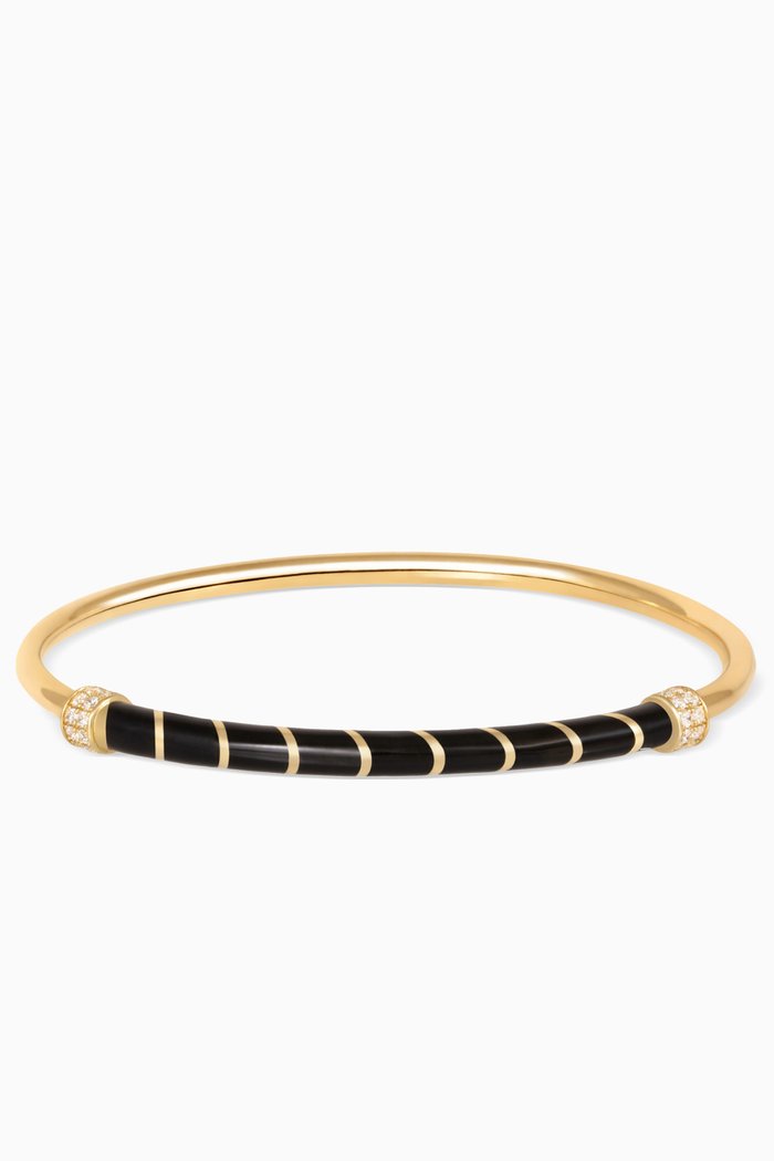 

Vine Enamel & Diamond Bracelet in 18kt Yellow Gold, Black