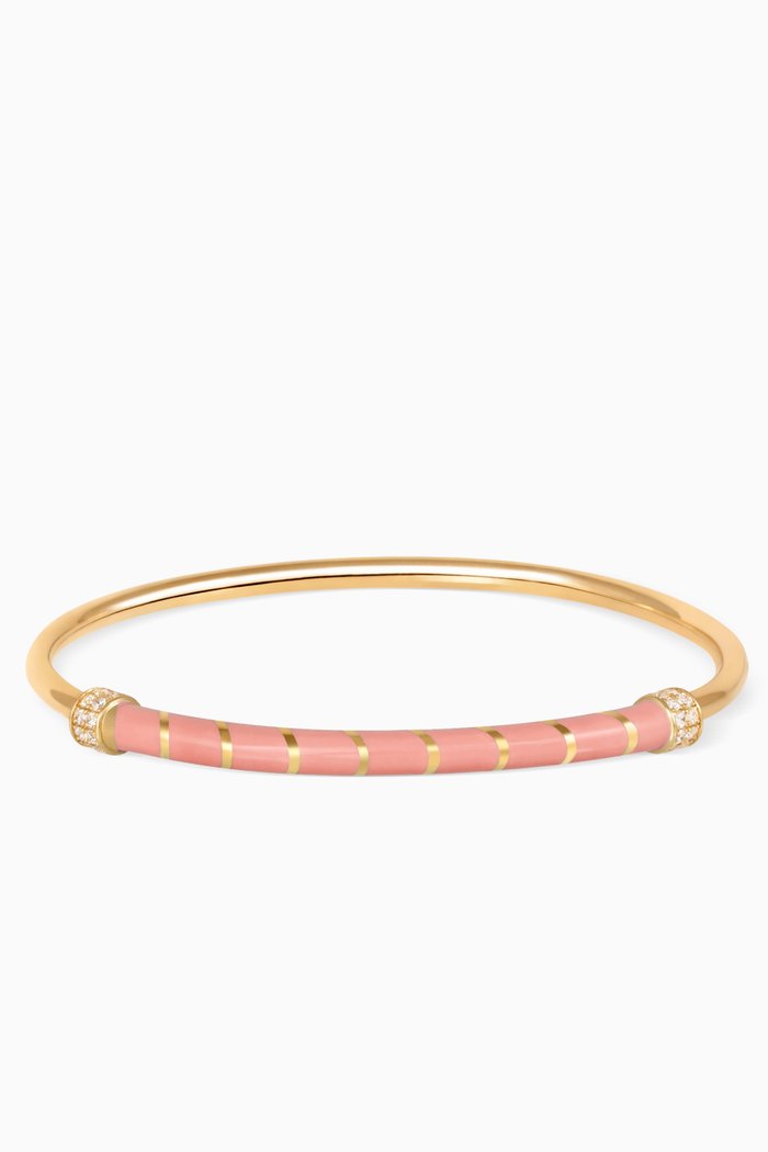 

Vine Enamel & Diamond Bracelet in 18kt Yellow Gold, Pink