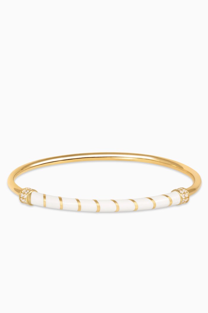 

Vine Enamel & Diamond Bracelet in 18kt Yellow Gold, White