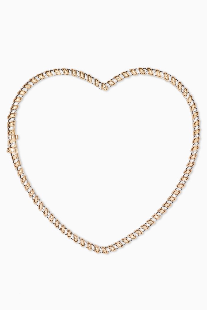 Twisted Heart Bracelet in 9kt Yellow & White Gold