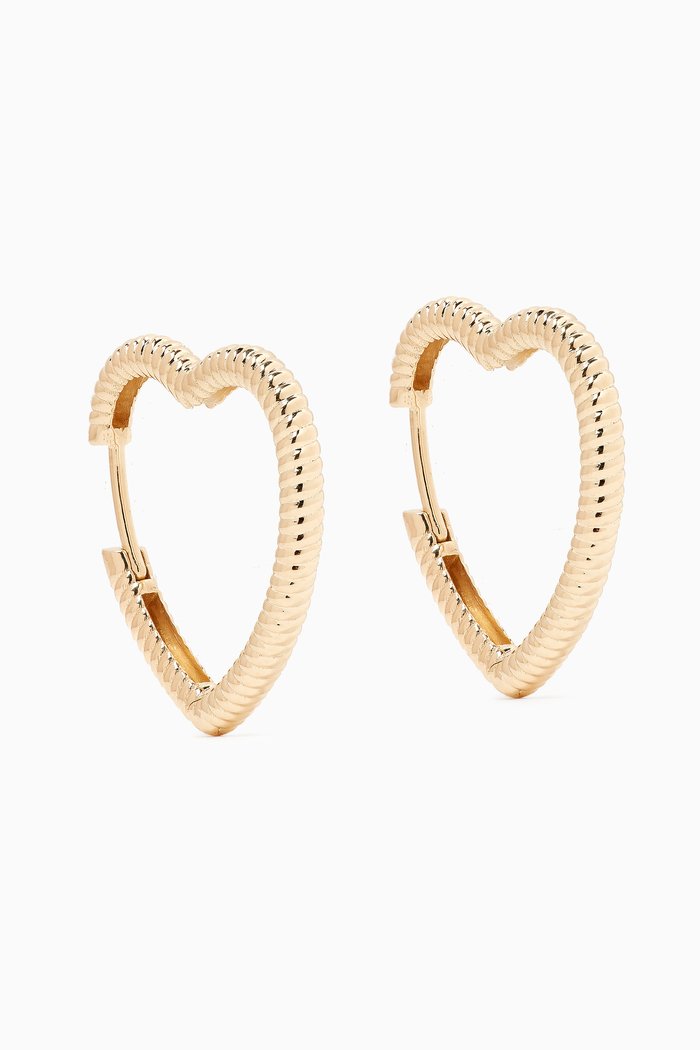 

Striped Heart Hoop Earrings in 9kt Gold, Yellow