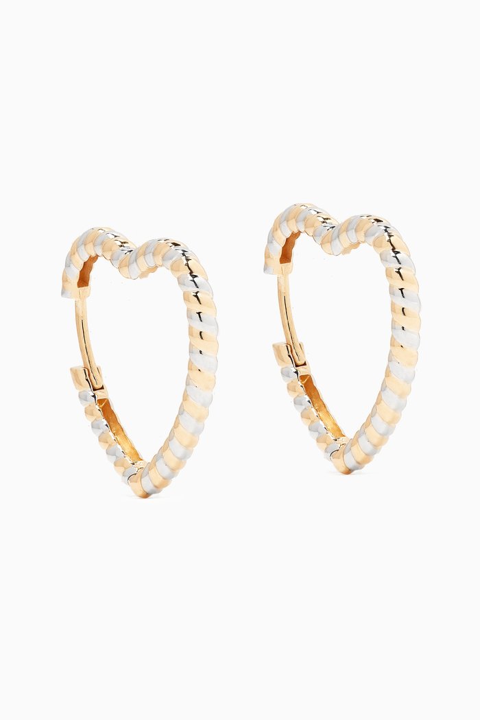 

Twisted Heart Hoop Earrings in 9kt Yellow & White Gold