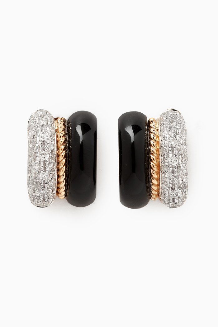 

Mini Onyx & Diamond Earrings in 9kt Yellow & White Gold