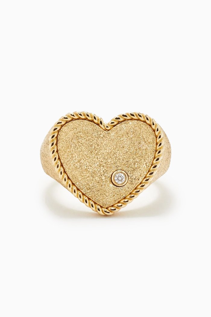 

Picotti Heart Diamond Signet Ring in 9kt Gold, Yellow