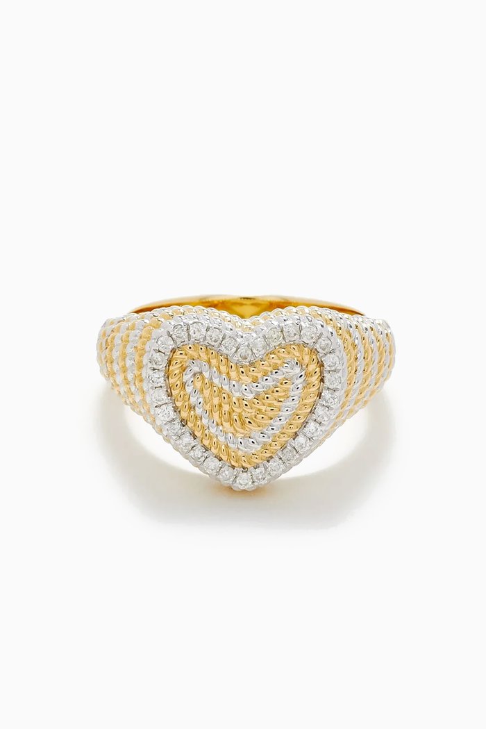 

Mini Heart Braid Diamond Ring in 9kt Yellow & White Gold