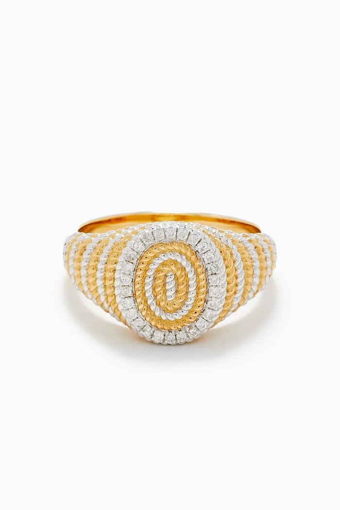 

Mini Oval Braid Diamond Ring in 9kt Yellow & White Gold
