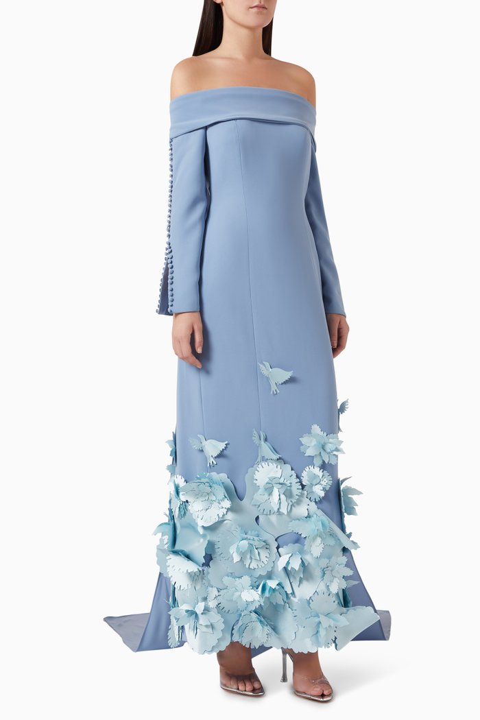 

Off-shoulder Cape-style Maxi Dress, Blue
