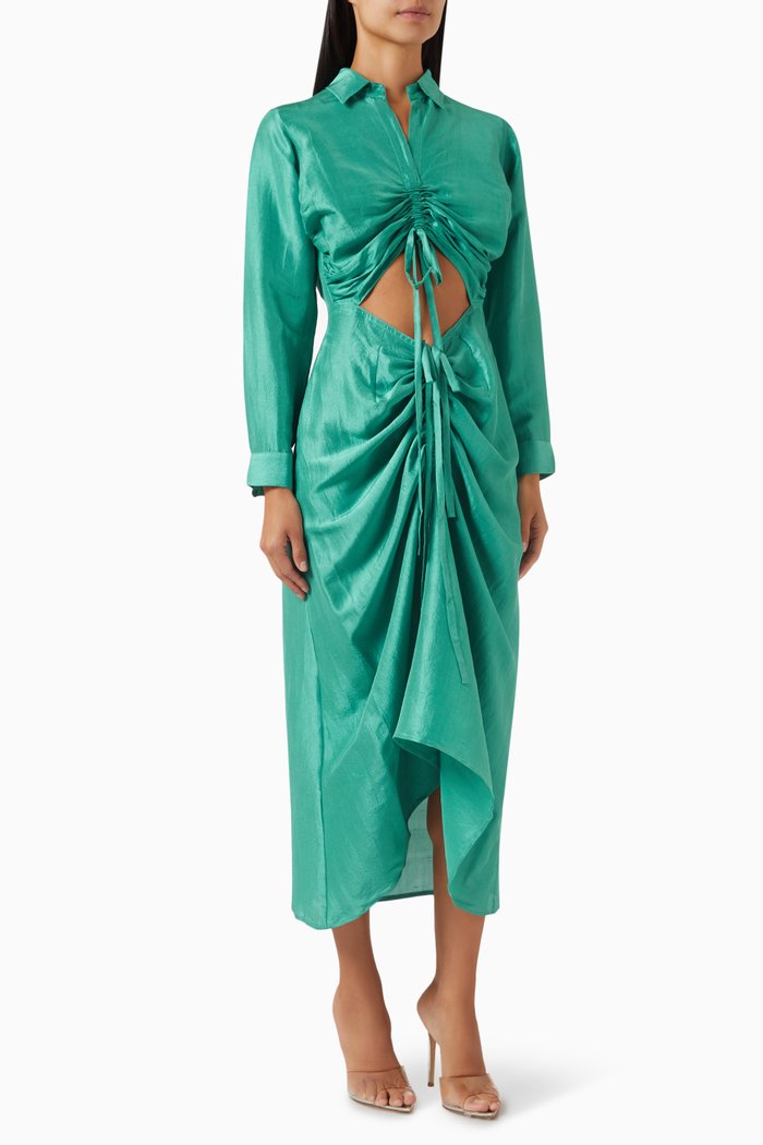 

Blake Cut-out Midi Dress in Silk, Blue