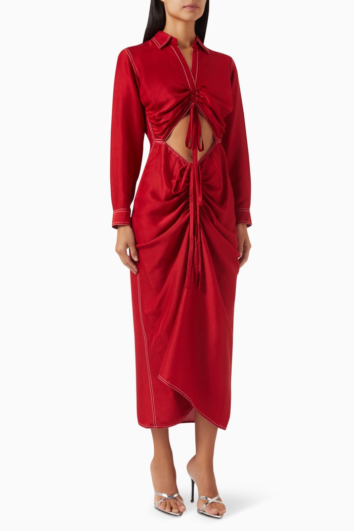 

Blake Cut-out Midi Dress in Silk, Red