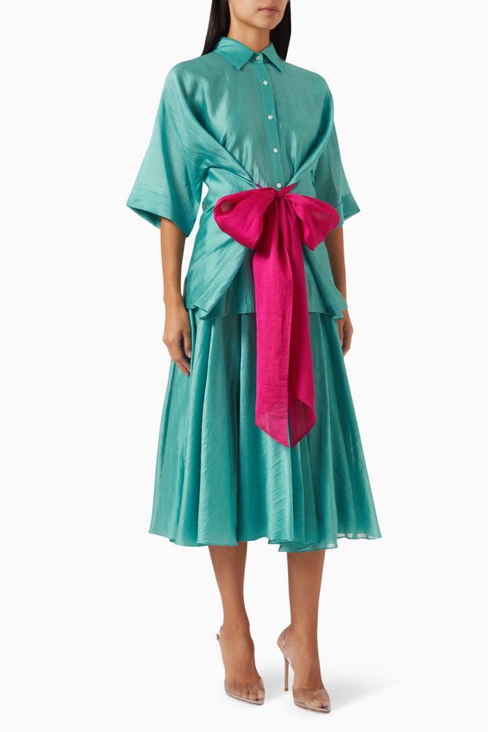

Polka Boxy Shirt & Skirt Set, Blue