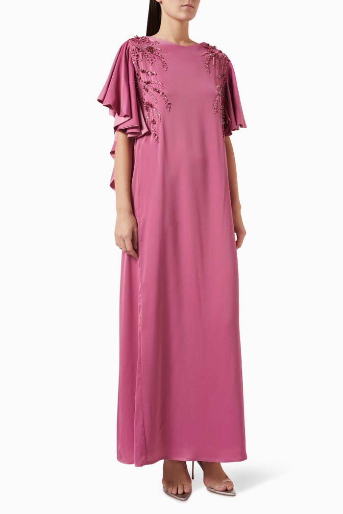 

Sequinned Kaftan in Satin, Purple
