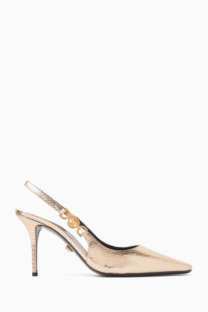 

Medusa '95 Mid Slingback 85 Pumps in Metallic Calf Leather, Gold